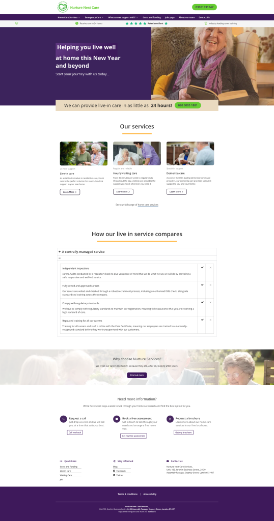 Nurture Nest Care Services – Healthcare Website Design & Development (WordPress + Elementor)