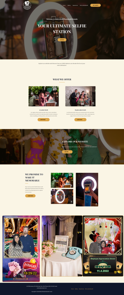 Photobooth Rental Bakersfield – WordPress Theme Customization (Elementor)